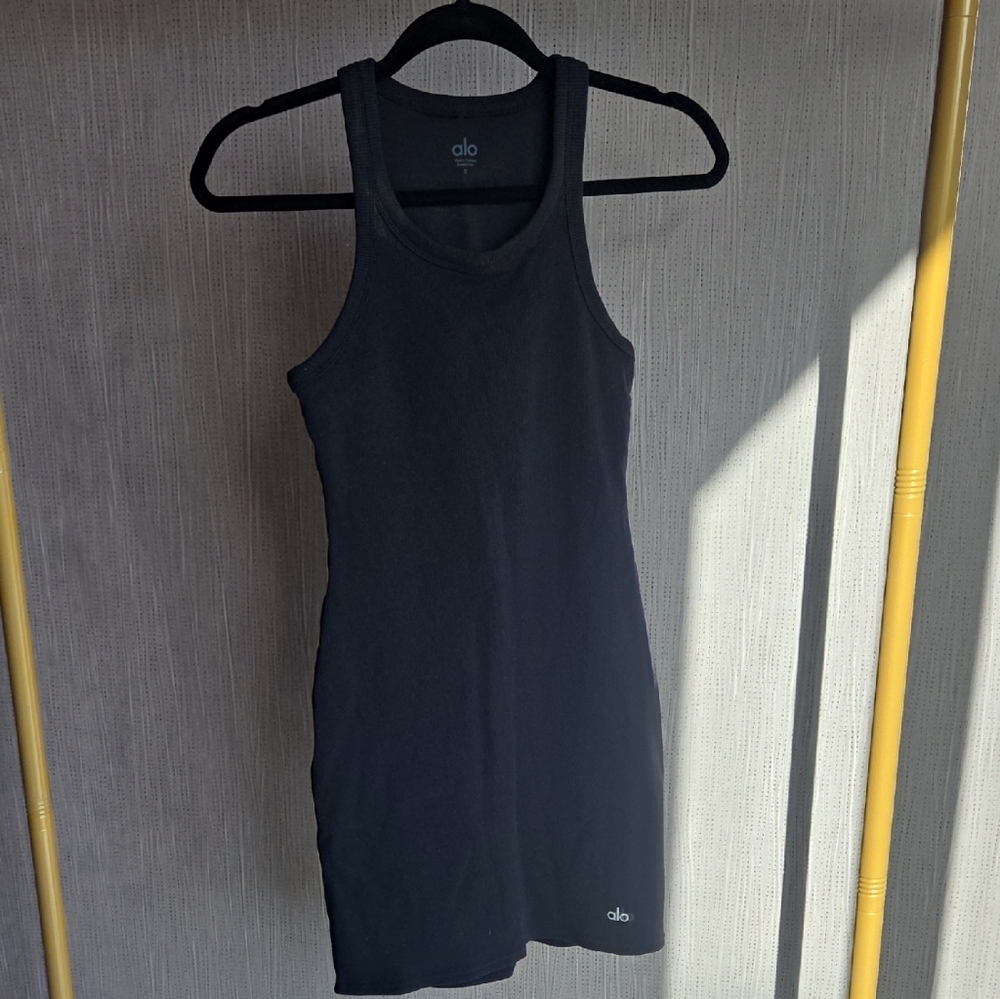 ALO Yoga Black Crewneck Tank Dress